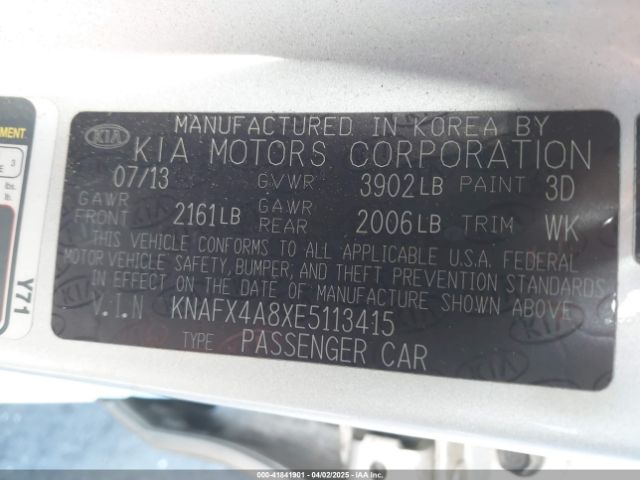 KNAFX4A8XE5113415 KIA FORTE EX