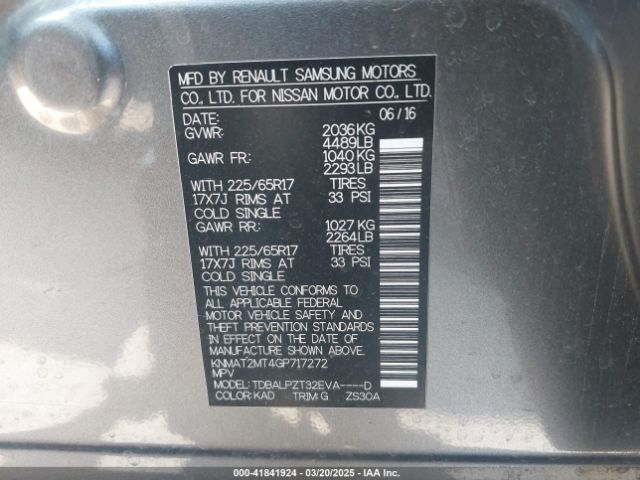 KNMAT2MT4GP717272 Nissan ROGUE S