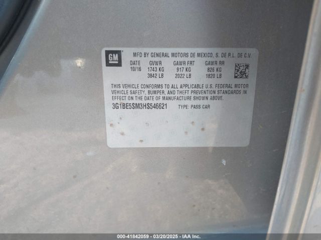 3G1BE5SM3HS546621 Chevrolet Cruze Lt Auto