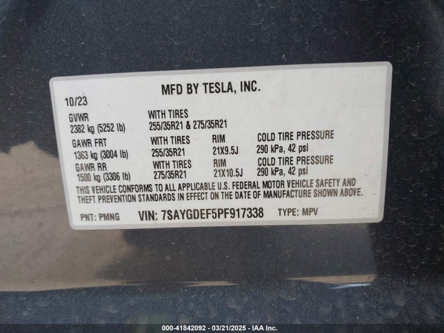 2023 TESLA MODEL Y 7SAYGDEF5PF917338 Photo 8