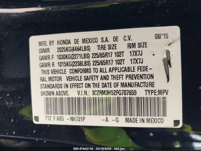3CZRM3H52FG707659 Honda CR-V EX