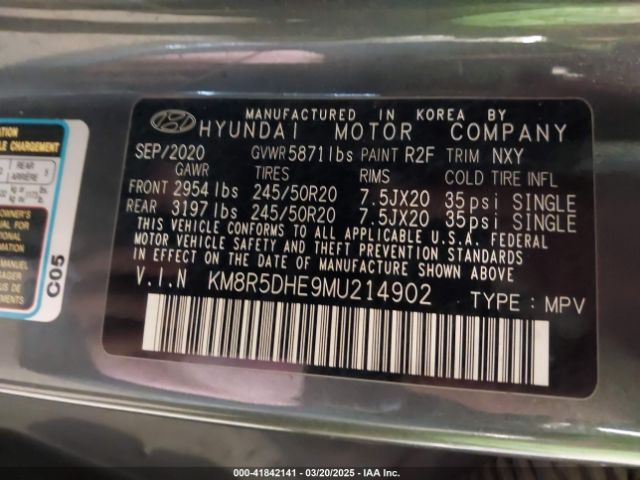 KM8R5DHE9MU214902 Hyundai Palisade Limited