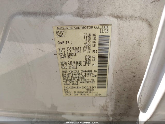5N1AZ2MG8JN201397 Nissan MURANO SV