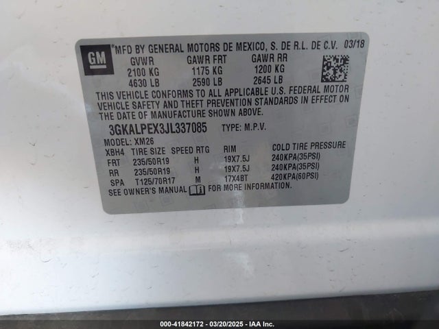 3GKALPEX3JL337085 GMC Terrain Slt
