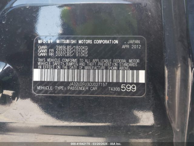 2012 MITSUBISHI LANCER JA32U2FU3CU027157 Photo 8