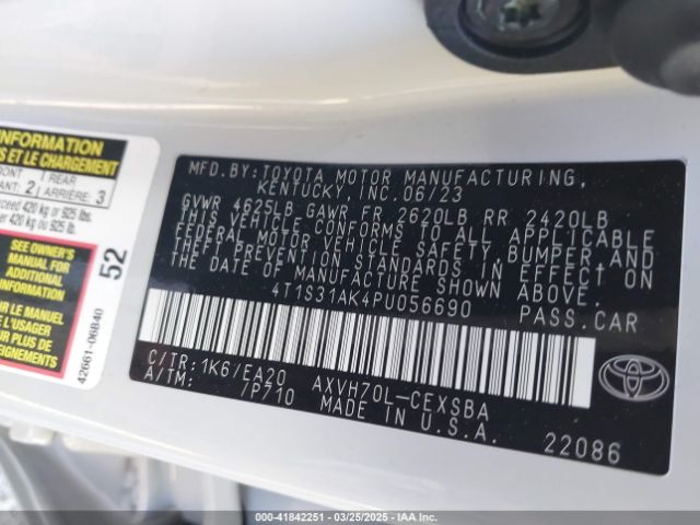 4T1S31AK4PU056690 Toyota Camry Se Hybrid