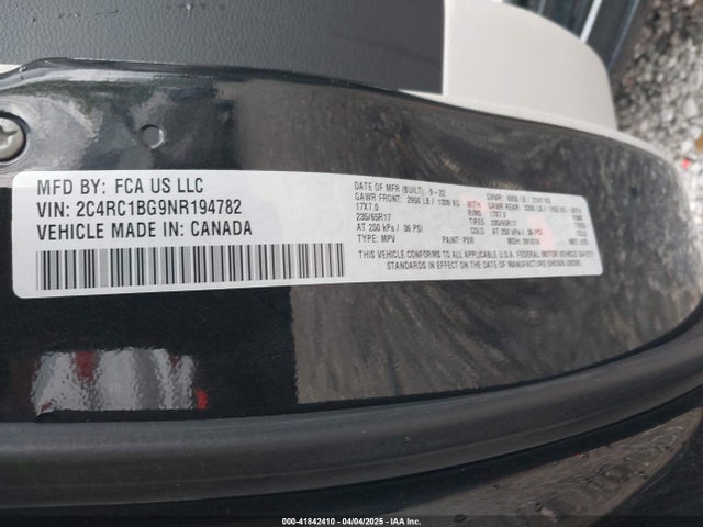 2C4RC1BG9NR194782 Chrysler Pacifica Touring L
