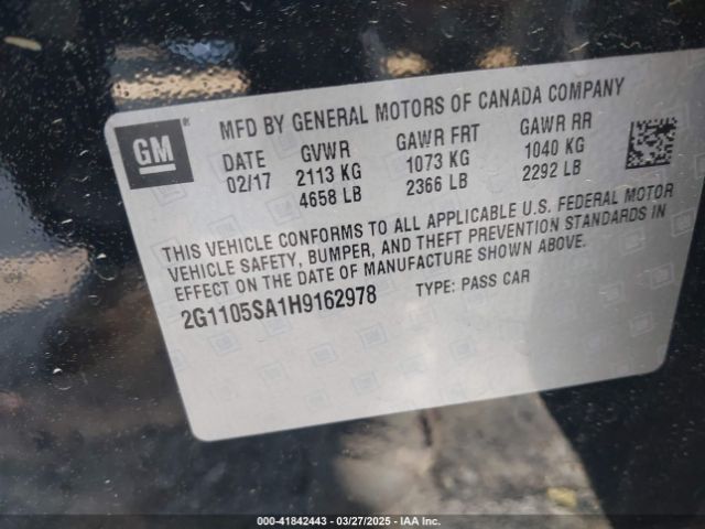 2G1105SA1H9162978 Chevrolet IMPALA 1LT