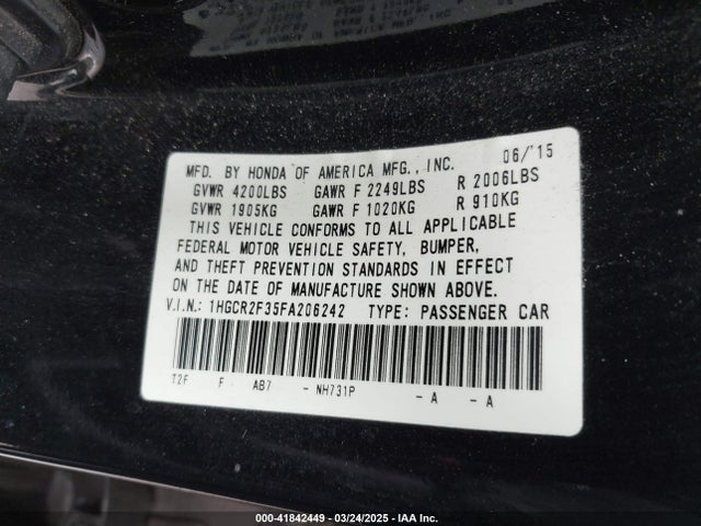 1HGCR2F35FA206242 Honda ACCORD LX