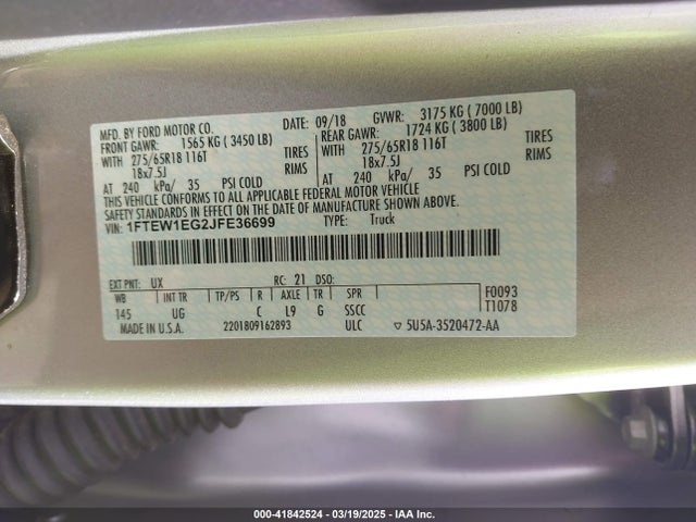 Ford F-150 Xlt 2018 1FTEW1EG2JFE36699 Image 9