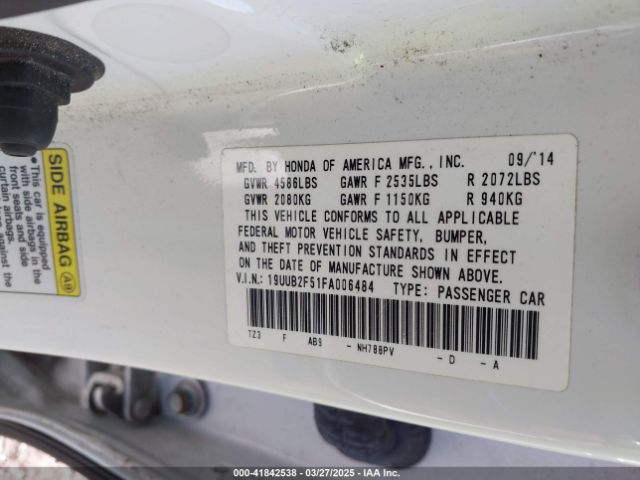19UUB2F51FA006484 Acura Tlx V6 Tech