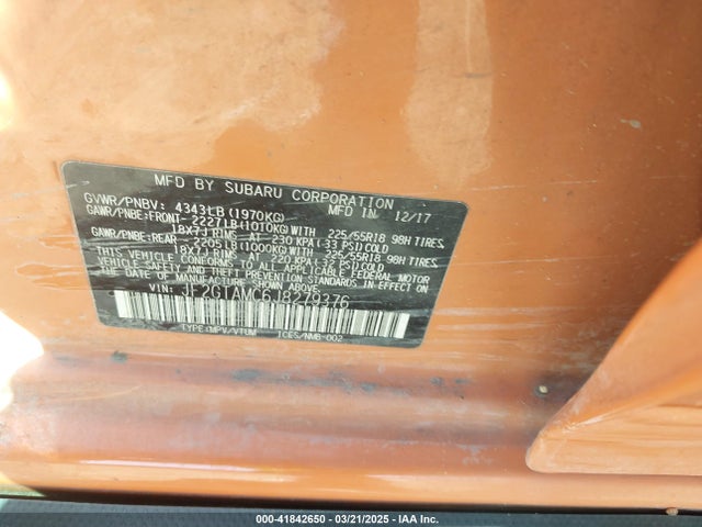 JF2GTAMC6J8279376 Subaru Crosstrek 2.0i Limited