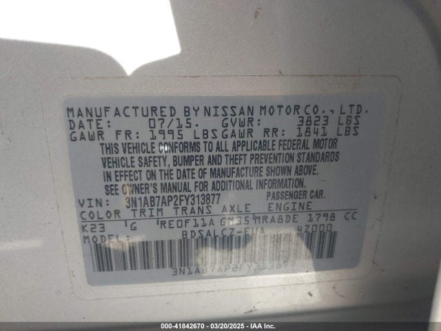 Nissan 2015 2015 3N1AB7AP2FY313877 Image 20