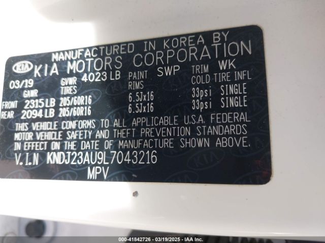 KNDJ23AU9L7043216 KIA SOUL S