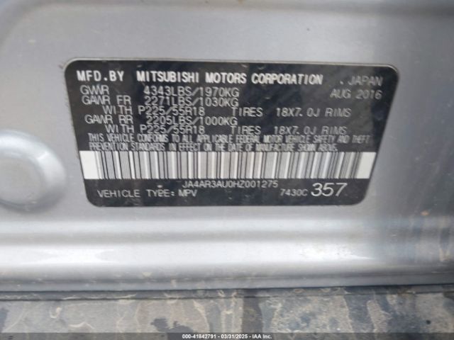 JA4AR3AU0HZ001275 Mitsubishi Outlander Sport 2.0 Es/2.0 Le