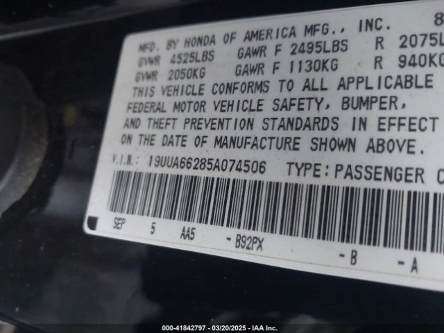 2005 ACURA TL 19UUA66285A074506 Photo 8