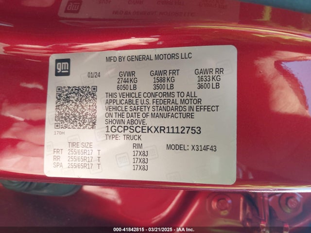 1GCPSCEKXR1112753 Chevrolet Colorado 2wd Lt