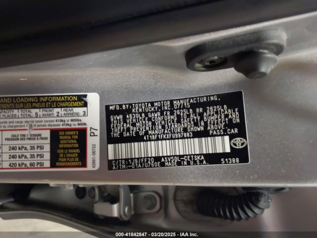 4T1BF1FKXFU997883 Toyota CAMRY SE