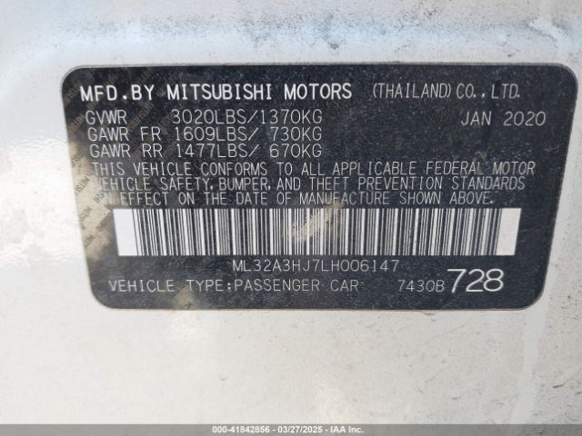 ML32A3HJ7LH006147 Mitsubishi MIRAGE SE