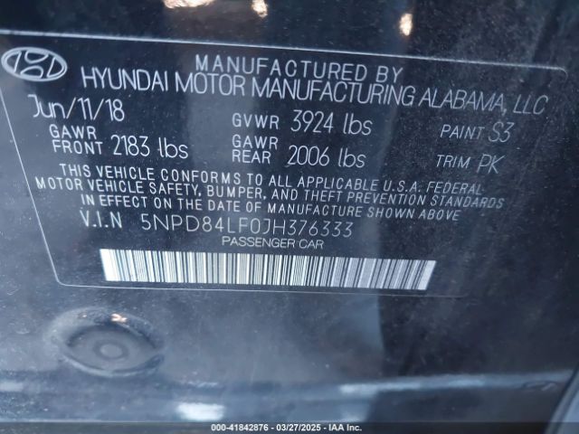 5NPD84LF0JH376333 Hyundai Elantra Value Edition