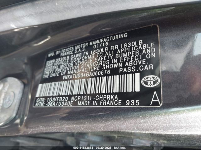VNKKTUD34GA060676 Toyota YARIS LE