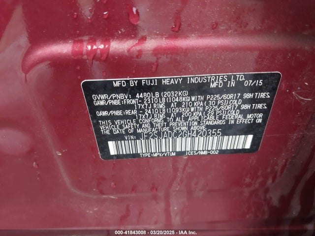 JF2SJADC2GH420355 Subaru Forester 2.5i Premium