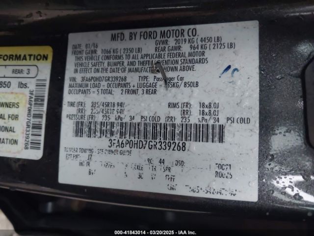 3FA6P0HD7GR339268 Ford FUSION SE