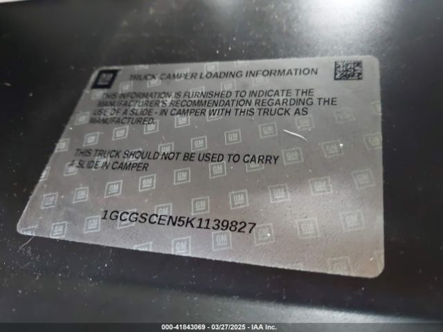 1GCGSCEN5K1139827 Chevrolet Colorado Lt