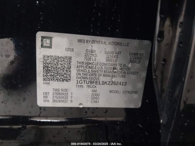 1GTU9FEL1KZ262413 GMC Sierra 1500 Denali