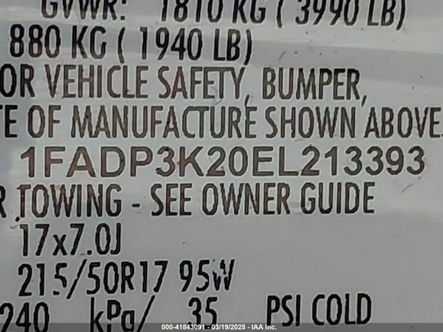 1FADP3K20EL213393 Ford FOCUS SE