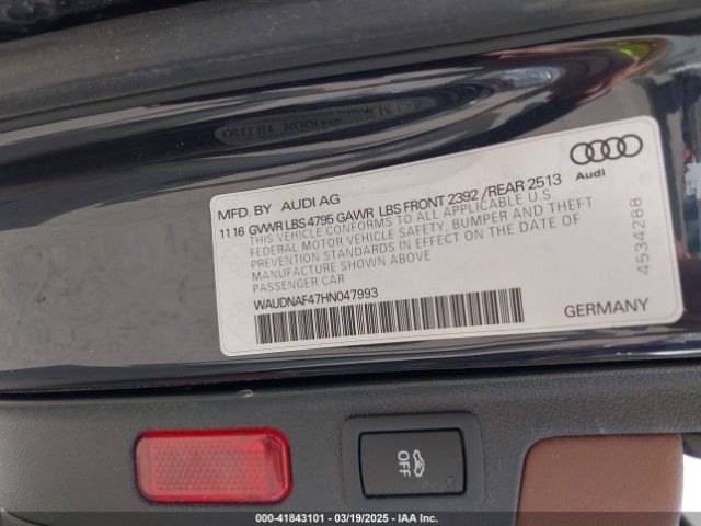 WAUDNAF47HN047993 Audi A4 2.0t Season Of Audi Premium