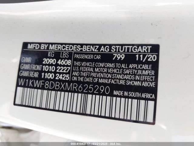 W1KWF8DBXMR625290 Mercedes-Benz C 300 Sedan