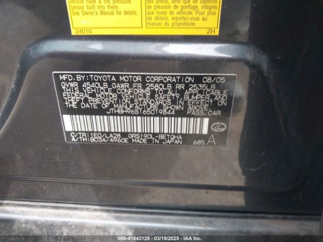 2006 LEXUS GS 300 JTHBH96S165019844 Photo 8