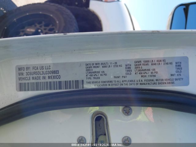 3C6UR5DL3LG309803 RAM 2500 Big Horn  4x4 6'4 Box