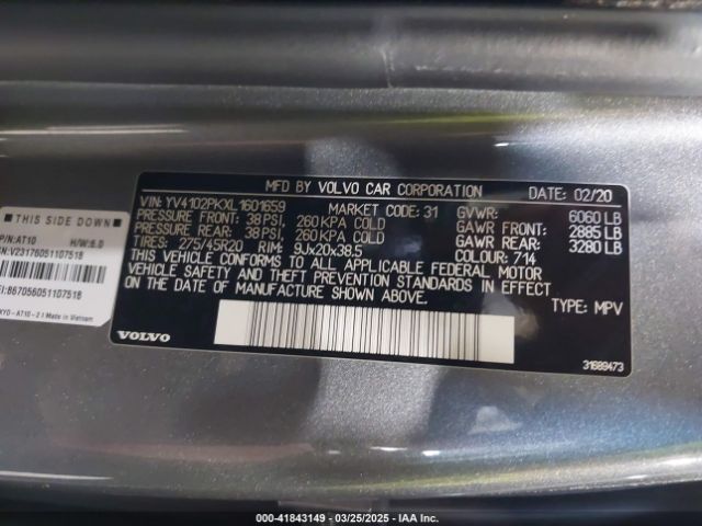 2020 VOLVO XC90 YV4102PKXL1601659 Photo 8