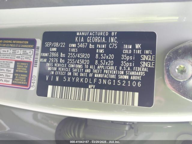 5XYRKDLF3NG152106 KIA Sorento X-line Sx Prestige