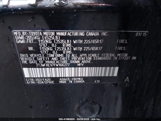 Toyota Rav4 Xle 2015 2T3WFREV7FW166277 Image 9