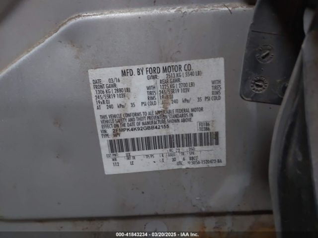 2FMPK4K92GBB42155 Ford Edge Titanium