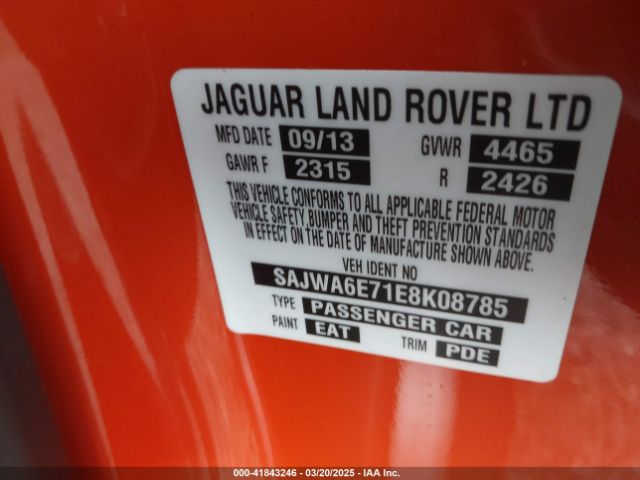 SAJWA6E71E8K08785 Jaguar F-Type