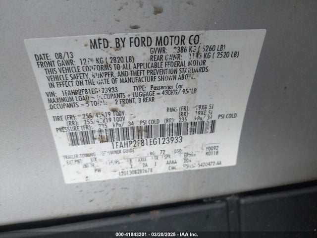 1FAHP2F81EG123933 Ford Taurus Limited