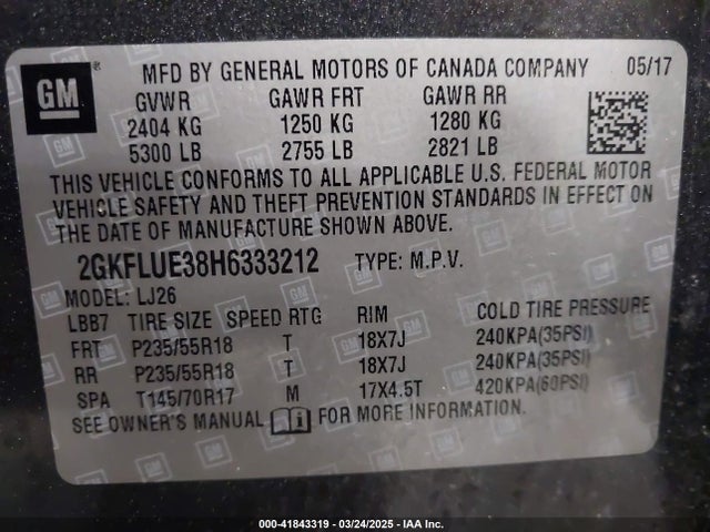 2GKFLUE38H6333212 GMC Terrain Slt