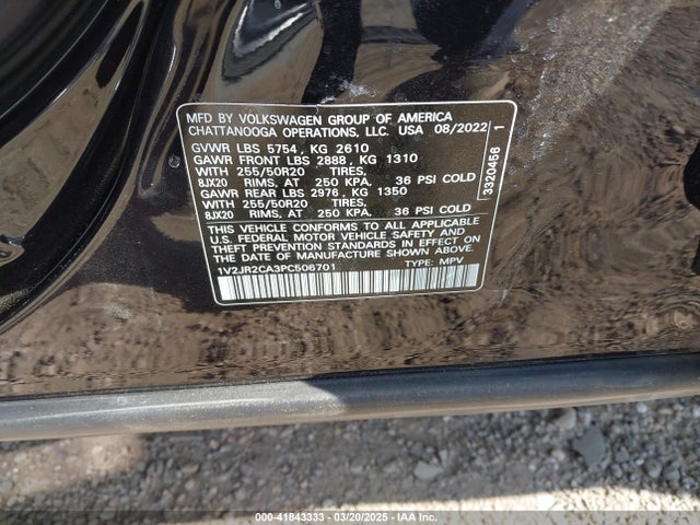 1V2JR2CA3PC506701 Volkswagen Atlas 3.6l V6 Se W/technology