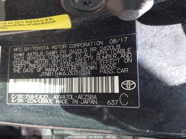JTNB11HK6J3031024 Toyota CAMRY SE
