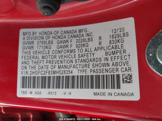 Honda Civic Sport 2021 2HGFC2F83MH528354 Image 9