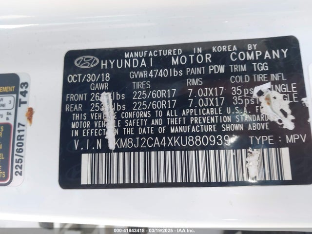 Hyundai TUCSON SE 2019 KM8J2CA4XKU880939 Image 9