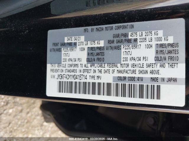 JM3KFACM1M0416714 Mazda Cx-5 Touring