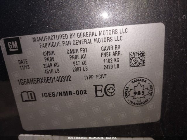 1G6AH5RX6E0140302 Cadillac ATS LUXURY