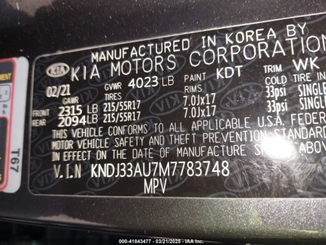 KNDJ33AU7M7783748 KIA SOUL EX