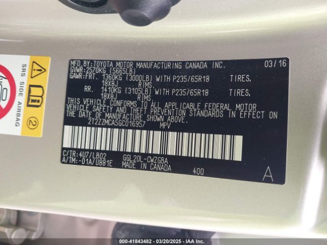 2T2ZZMCA5GC016957 Lexus RX 350