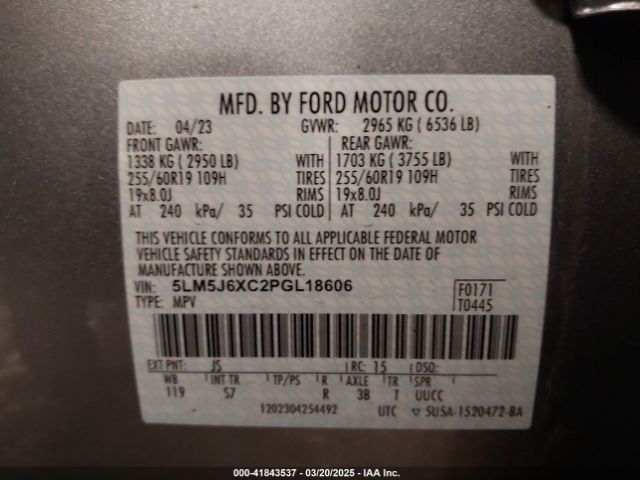 5LM5J6XC2PGL18606 Lincoln Aviator Standard